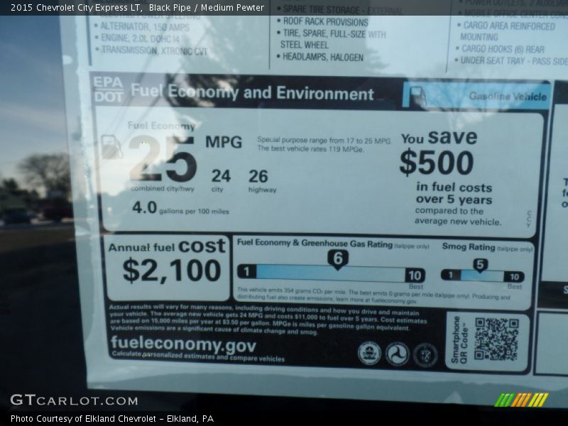 Black Pipe / Medium Pewter 2015 Chevrolet City Express LT