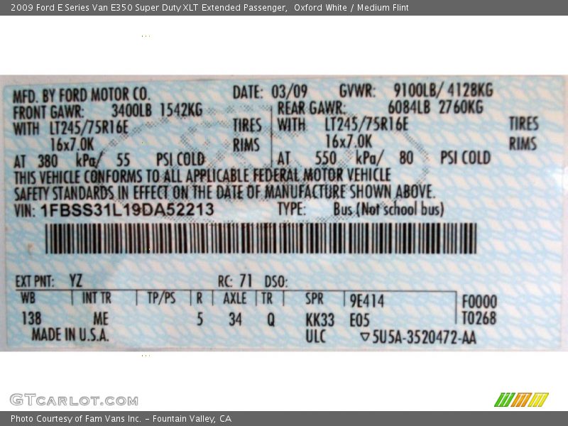 Oxford White / Medium Flint 2009 Ford E Series Van E350 Super Duty XLT Extended Passenger