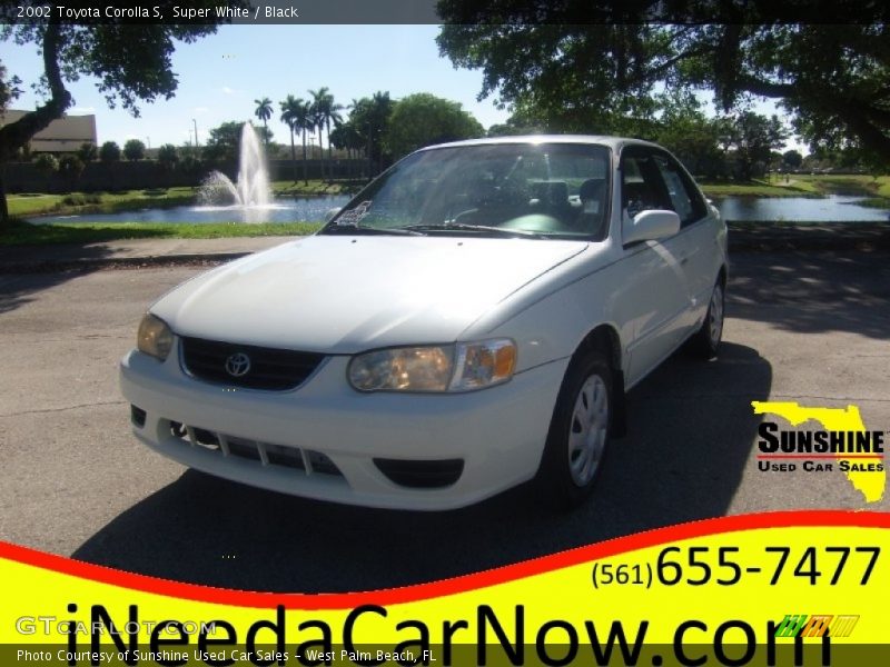 Super White / Black 2002 Toyota Corolla S