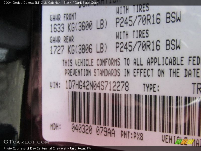 Black / Dark Slate Gray 2004 Dodge Dakota SLT Club Cab 4x4