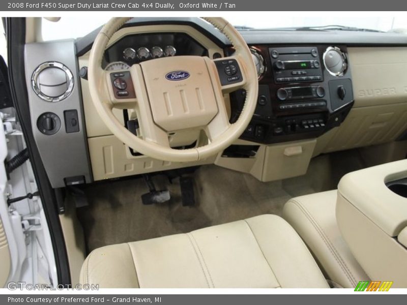 Oxford White / Tan 2008 Ford F450 Super Duty Lariat Crew Cab 4x4 Dually