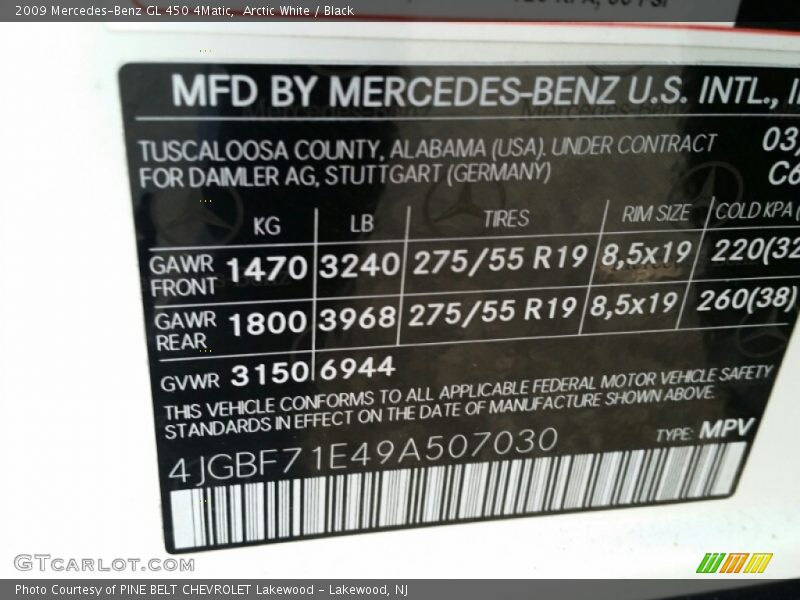 Arctic White / Black 2009 Mercedes-Benz GL 450 4Matic