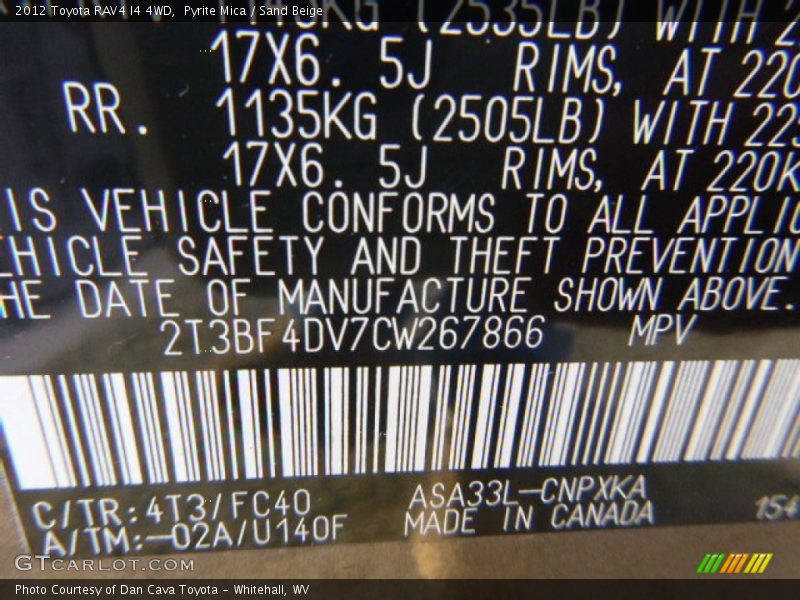 Pyrite Mica / Sand Beige 2012 Toyota RAV4 I4 4WD
