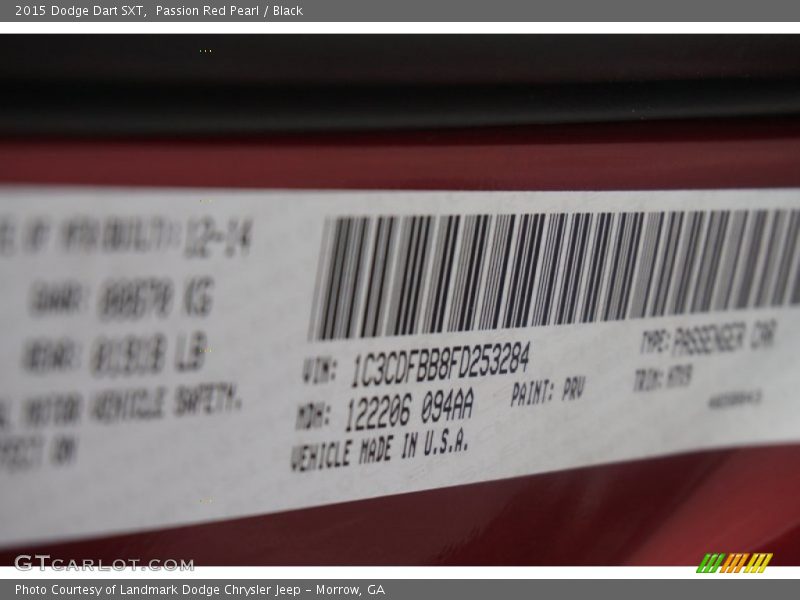 Passion Red Pearl / Black 2015 Dodge Dart SXT