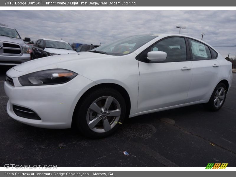Bright White / Light Frost Beige/Pearl Accent Stitching 2015 Dodge Dart SXT