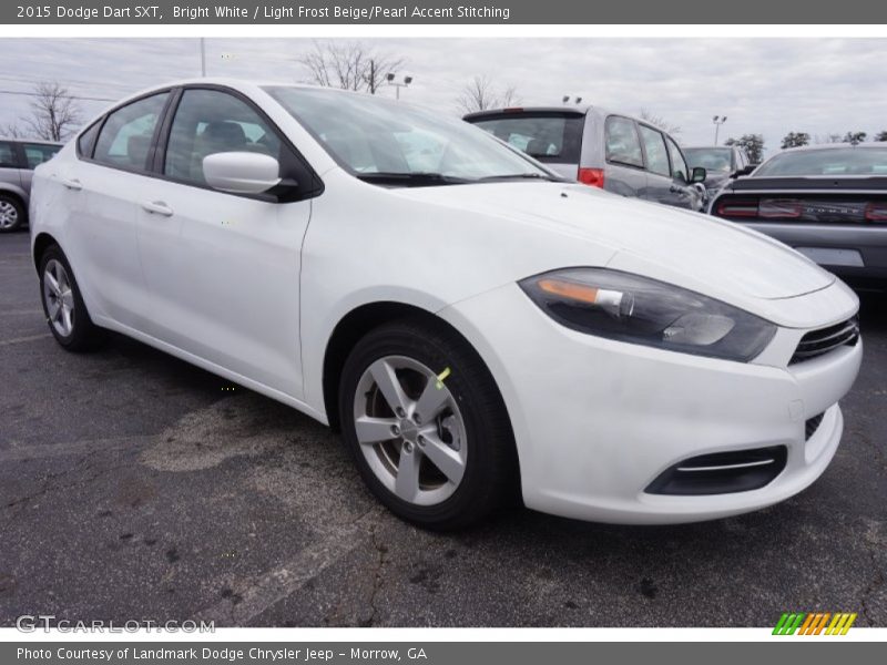 Bright White / Light Frost Beige/Pearl Accent Stitching 2015 Dodge Dart SXT