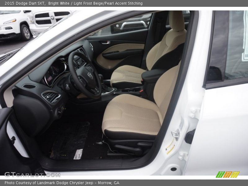 Bright White / Light Frost Beige/Pearl Accent Stitching 2015 Dodge Dart SXT