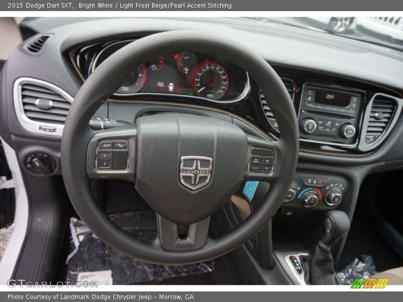 Bright White / Light Frost Beige/Pearl Accent Stitching 2015 Dodge Dart SXT