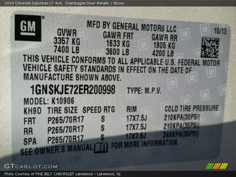 Champagne Silver Metallic / Ebony 2014 Chevrolet Suburban LT 4x4