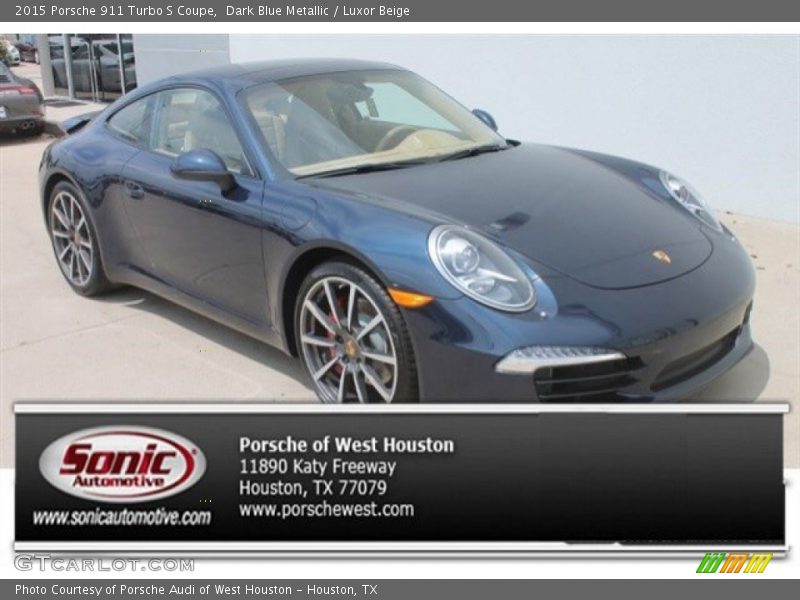 Dark Blue Metallic / Luxor Beige 2015 Porsche 911 Turbo S Coupe