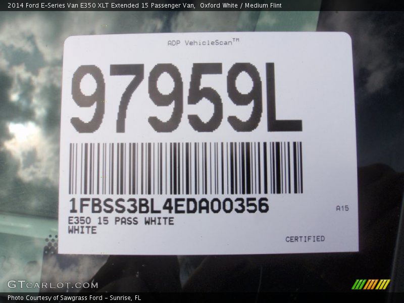 Oxford White / Medium Flint 2014 Ford E-Series Van E350 XLT Extended 15 Passenger Van