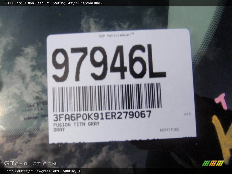 Sterling Gray / Charcoal Black 2014 Ford Fusion Titanium
