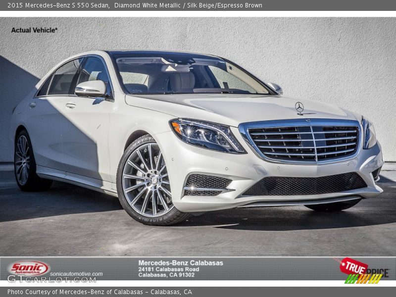 Diamond White Metallic / Silk Beige/Espresso Brown 2015 Mercedes-Benz S 550 Sedan