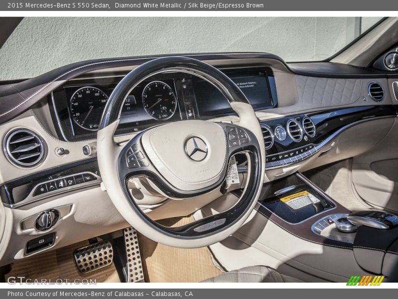 Diamond White Metallic / Silk Beige/Espresso Brown 2015 Mercedes-Benz S 550 Sedan
