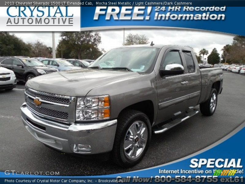 Mocha Steel Metallic / Light Cashmere/Dark Cashmere 2013 Chevrolet Silverado 1500 LT Extended Cab
