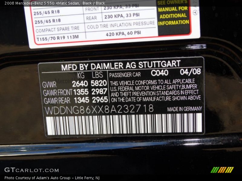 Black / Black 2008 Mercedes-Benz S 550 4Matic Sedan