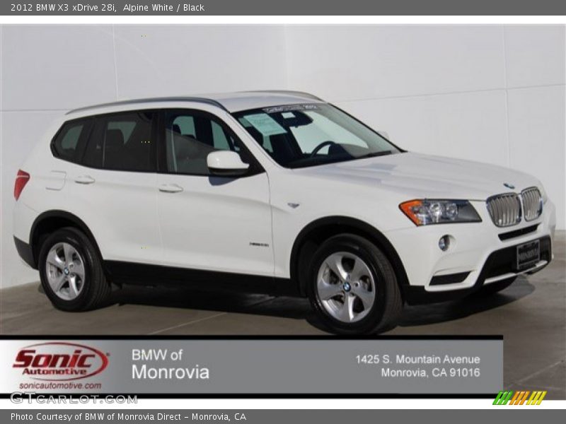 Alpine White / Black 2012 BMW X3 xDrive 28i