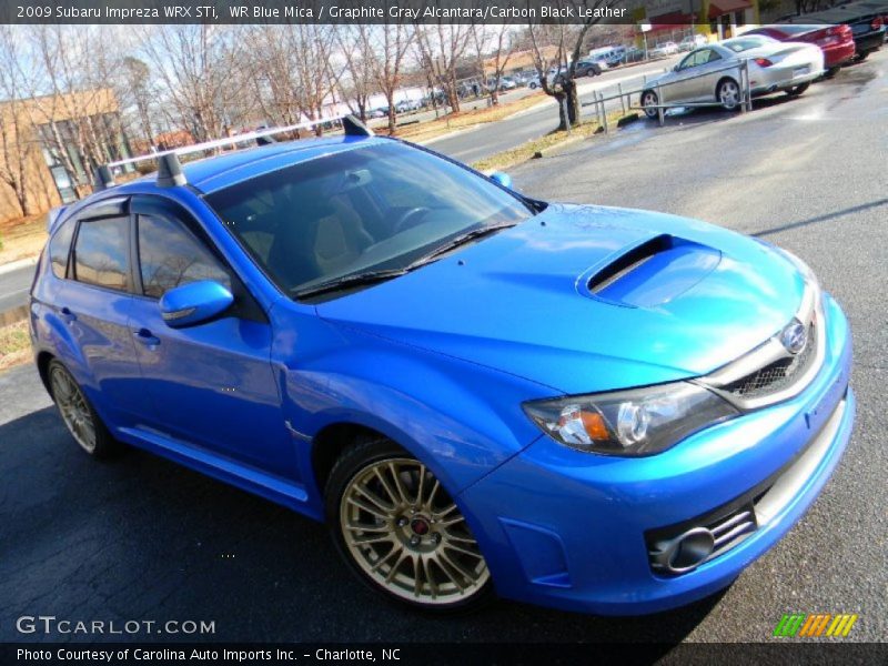 WR Blue Mica / Graphite Gray Alcantara/Carbon Black Leather 2009 Subaru Impreza WRX STi