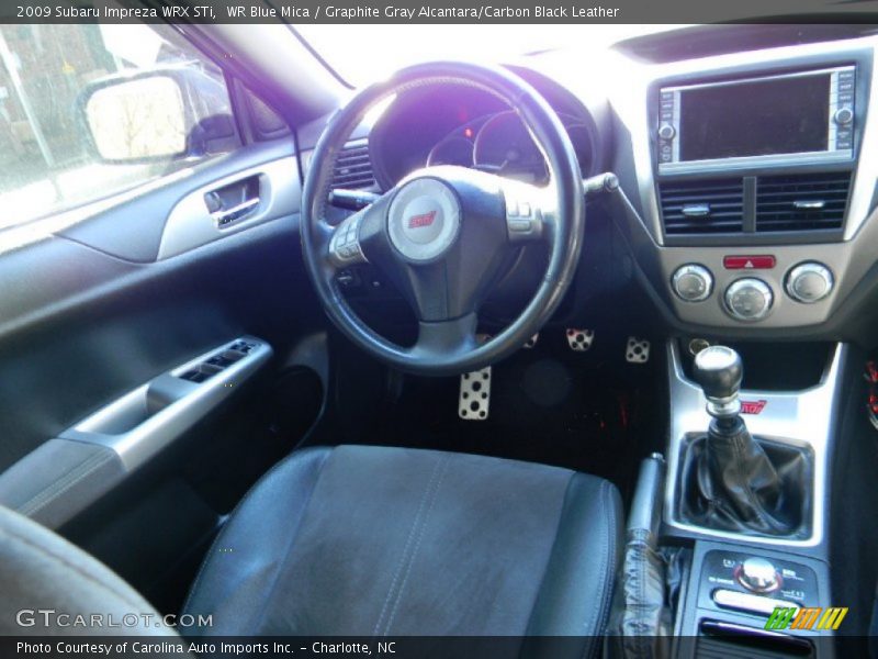 WR Blue Mica / Graphite Gray Alcantara/Carbon Black Leather 2009 Subaru Impreza WRX STi