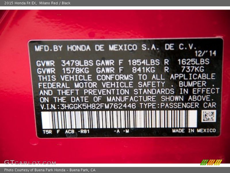 Milano Red / Black 2015 Honda Fit EX