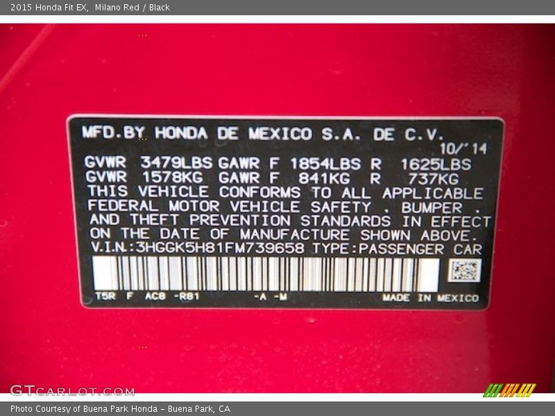 Milano Red / Black 2015 Honda Fit EX