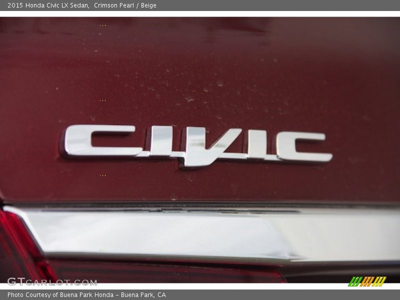 Crimson Pearl / Beige 2015 Honda Civic LX Sedan