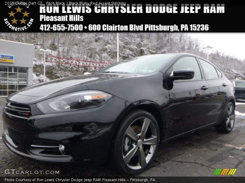 Pitch Black / Black/Ruby Red Accent Stitching 2015 Dodge Dart GT