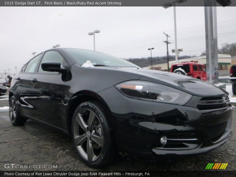 Pitch Black / Black/Ruby Red Accent Stitching 2015 Dodge Dart GT