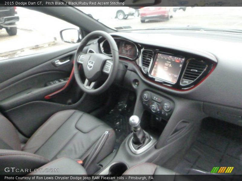 Pitch Black / Black/Ruby Red Accent Stitching 2015 Dodge Dart GT