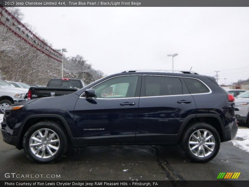 True Blue Pearl / Black/Light Frost Beige 2015 Jeep Cherokee Limited 4x4