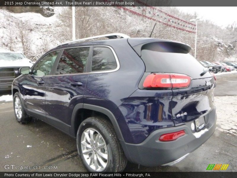 True Blue Pearl / Black/Light Frost Beige 2015 Jeep Cherokee Limited 4x4