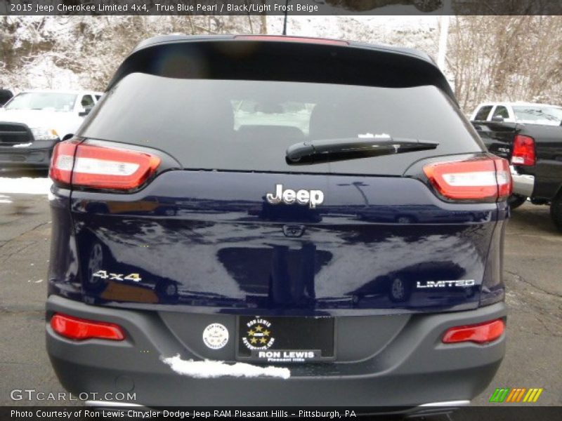 True Blue Pearl / Black/Light Frost Beige 2015 Jeep Cherokee Limited 4x4