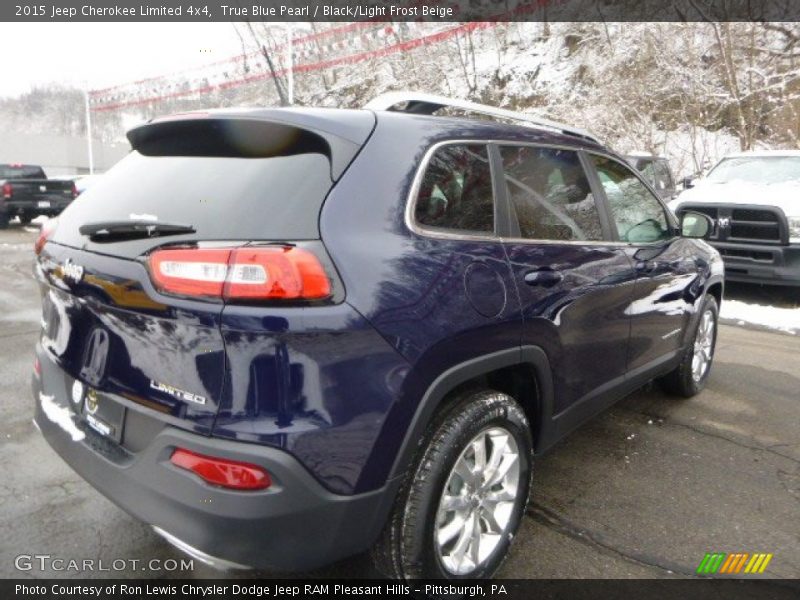 True Blue Pearl / Black/Light Frost Beige 2015 Jeep Cherokee Limited 4x4