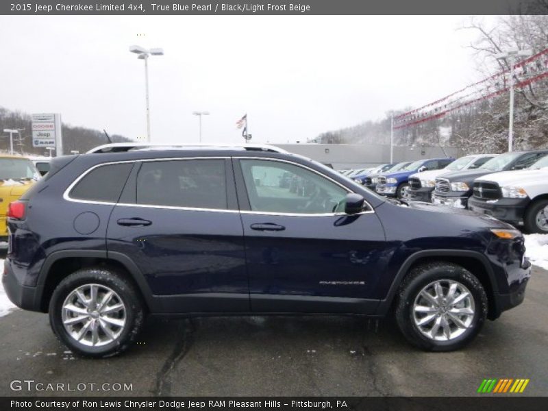 True Blue Pearl / Black/Light Frost Beige 2015 Jeep Cherokee Limited 4x4