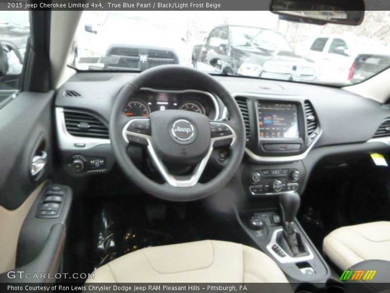 True Blue Pearl / Black/Light Frost Beige 2015 Jeep Cherokee Limited 4x4