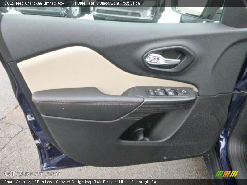 True Blue Pearl / Black/Light Frost Beige 2015 Jeep Cherokee Limited 4x4
