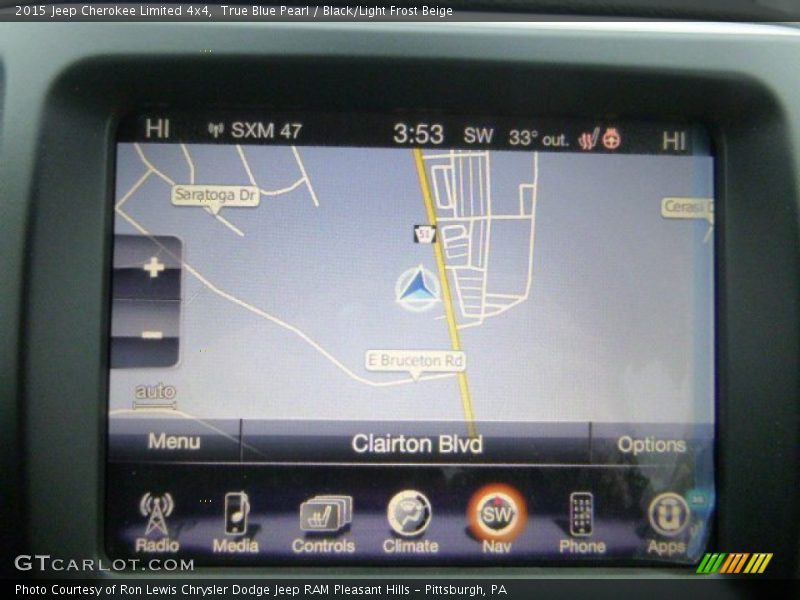True Blue Pearl / Black/Light Frost Beige 2015 Jeep Cherokee Limited 4x4