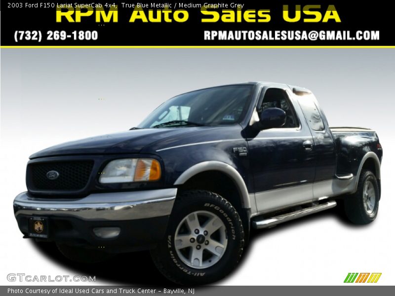 True Blue Metallic / Medium Graphite Grey 2003 Ford F150 Lariat SuperCab 4x4