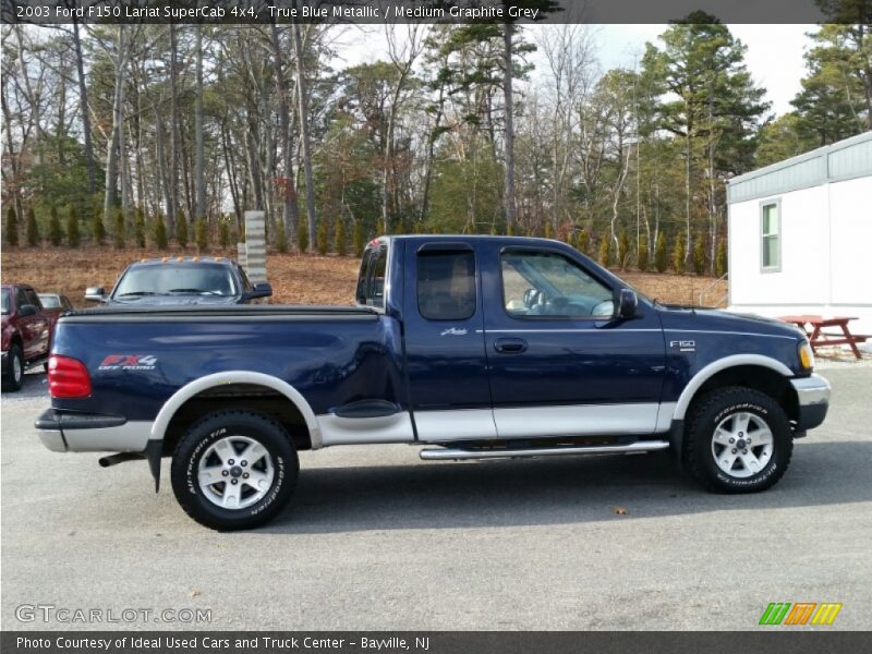 True Blue Metallic / Medium Graphite Grey 2003 Ford F150 Lariat SuperCab 4x4