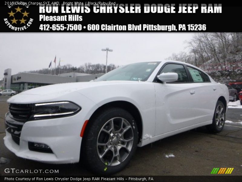 Bright White / Black/Ruby Red 2015 Dodge Charger SXT AWD