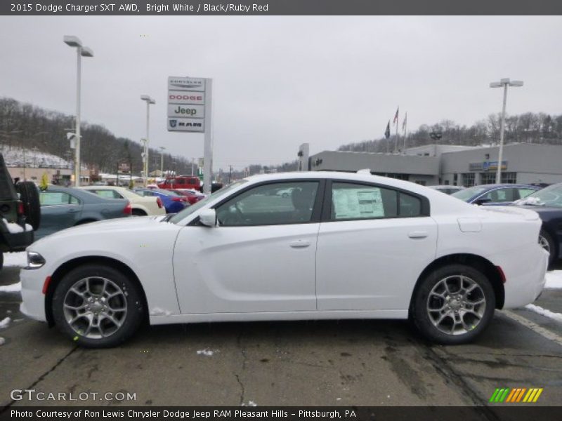 Bright White / Black/Ruby Red 2015 Dodge Charger SXT AWD
