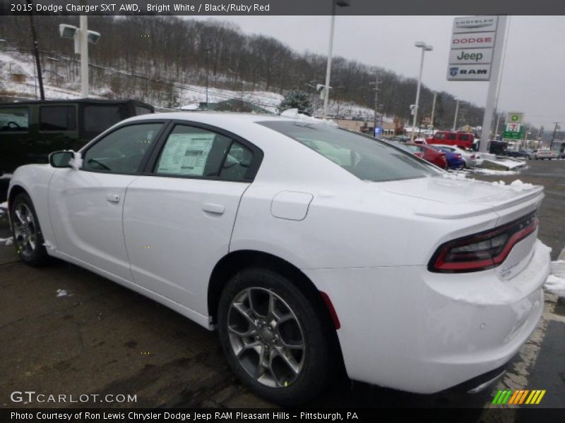Bright White / Black/Ruby Red 2015 Dodge Charger SXT AWD
