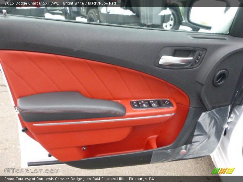 Bright White / Black/Ruby Red 2015 Dodge Charger SXT AWD