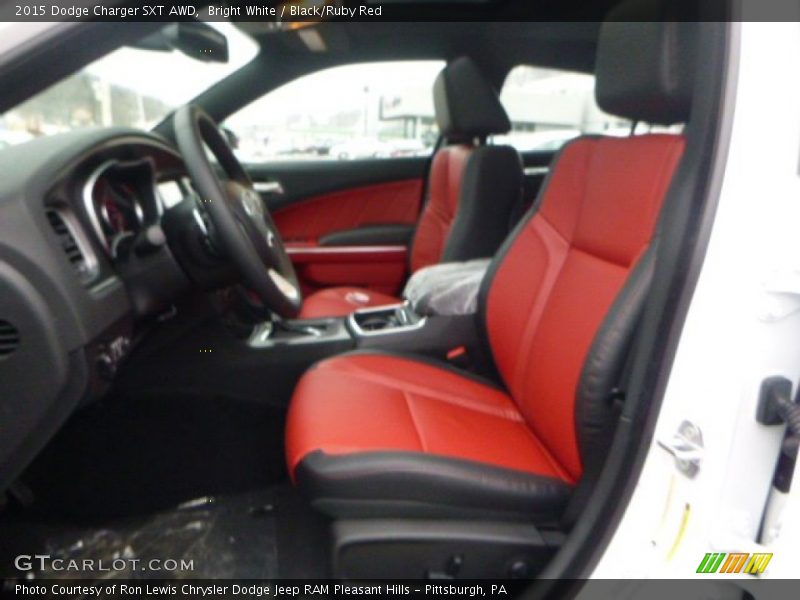 Bright White / Black/Ruby Red 2015 Dodge Charger SXT AWD