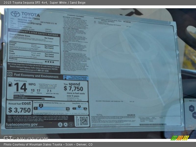 Super White / Sand Beige 2015 Toyota Sequoia SR5 4x4