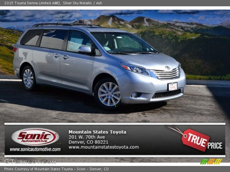 Silver Sky Metallic / Ash 2015 Toyota Sienna Limited AWD