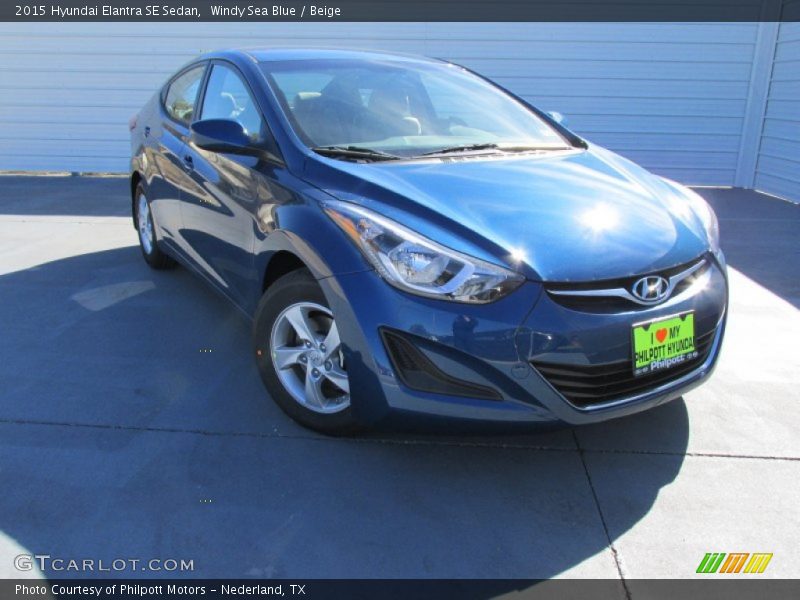 Windy Sea Blue / Beige 2015 Hyundai Elantra SE Sedan
