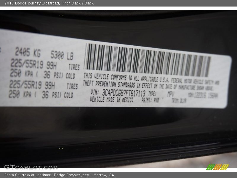 Pitch Black / Black 2015 Dodge Journey Crossroad