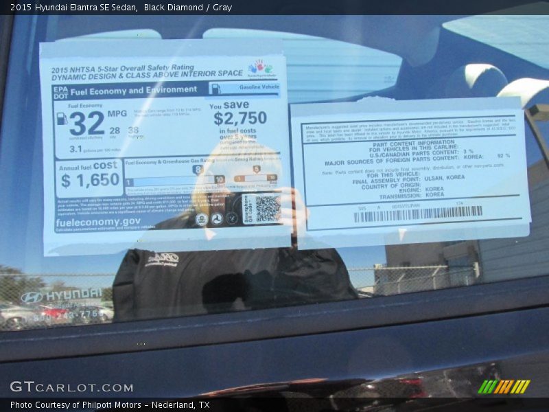 Black Diamond / Gray 2015 Hyundai Elantra SE Sedan