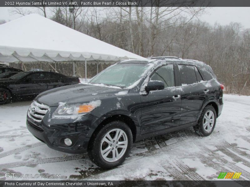 Pacific Blue Pearl / Cocoa Black 2012 Hyundai Santa Fe Limited V6 AWD